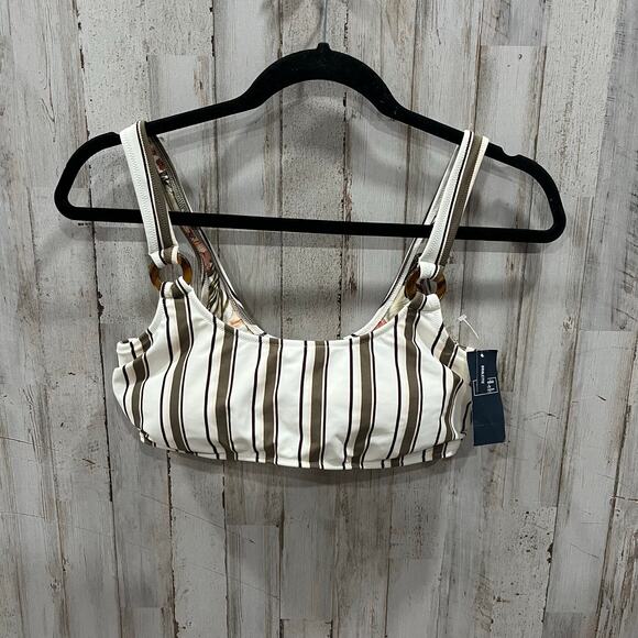 NWT Abercrombie Stripe Floral Reversible Bikini Top Tropical Womens Size Medium - Picture 1 of 5